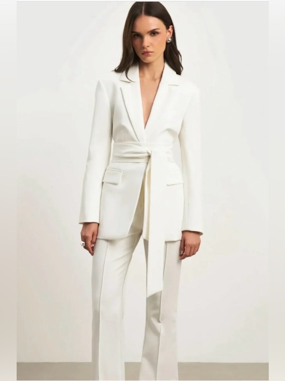 Boa  Cream Tailored Flared Trousers